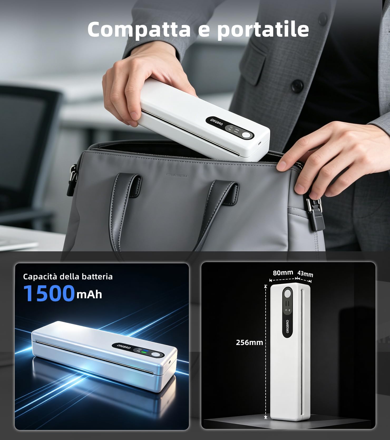 ORGBRO M1 Stampante Portatile A4 Termica Senza Inchiostro Bluetooth