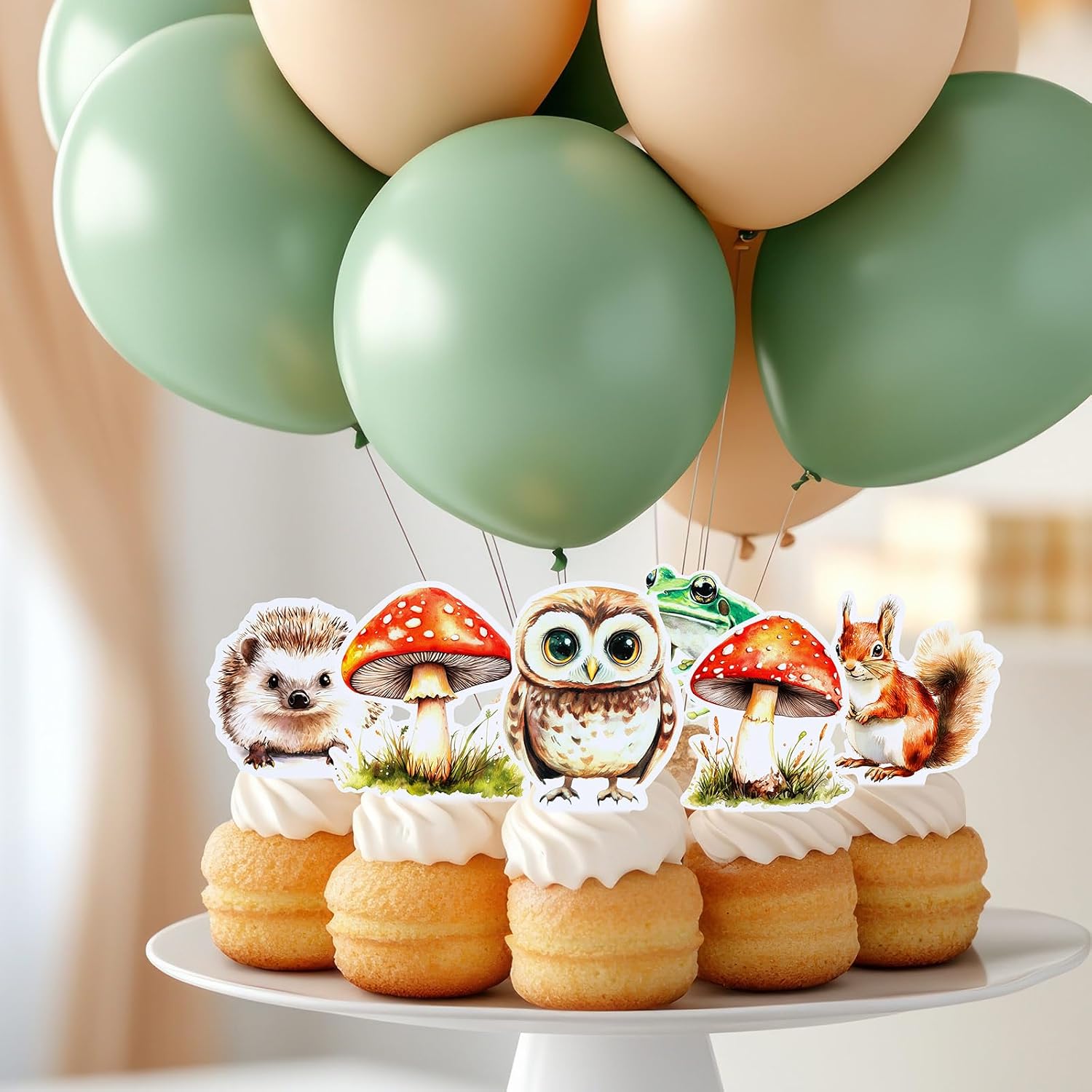 Honeydak 36 Pcs Woodland Fairy Cupcake Toppers Birthday Party Forest Cupcake Toppers Angel Fairy Theme Birthday Party Decoration for Girls Supplies for Wooden Baby Shower Wedding Garden