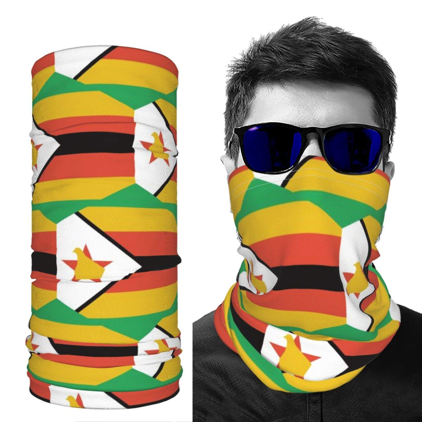 Zimbabwe Flag Unisex Balaclava Face Scarf Headwear Neck Gaiter Dust Mask Sun UV Dust Wind Proof 2 PCS