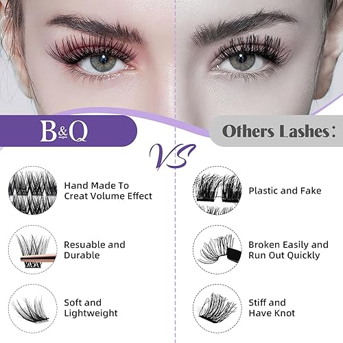 Miniatura 4 de B&Qaugen Lash Clusters 72 PCS Individual Lashes 10-16mm B&Q Eyelash C D Curl Mixed Cluster Extensions Natural Wispy Beginner Reusable Extension