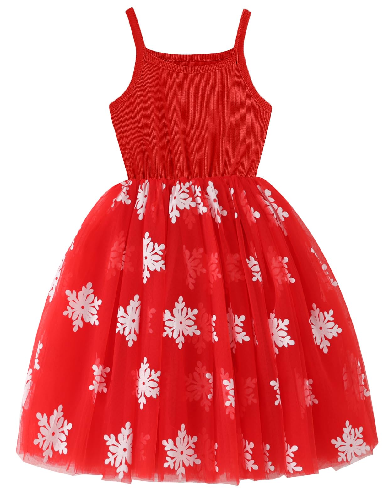 GSVIBK Baby Girls Tutu Dress Toddler Girl Tulle Prom Dresses Princess Party Sundress 580 Snowflakes Red 90