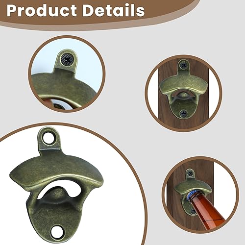 Miniatura 3 de Abrebotellas vintage de 16 piezas, montado en la pared, abrebotellas de tapa de cerveza, adecuado para bares, hoteles, casas KTV, mesa enfriadora de