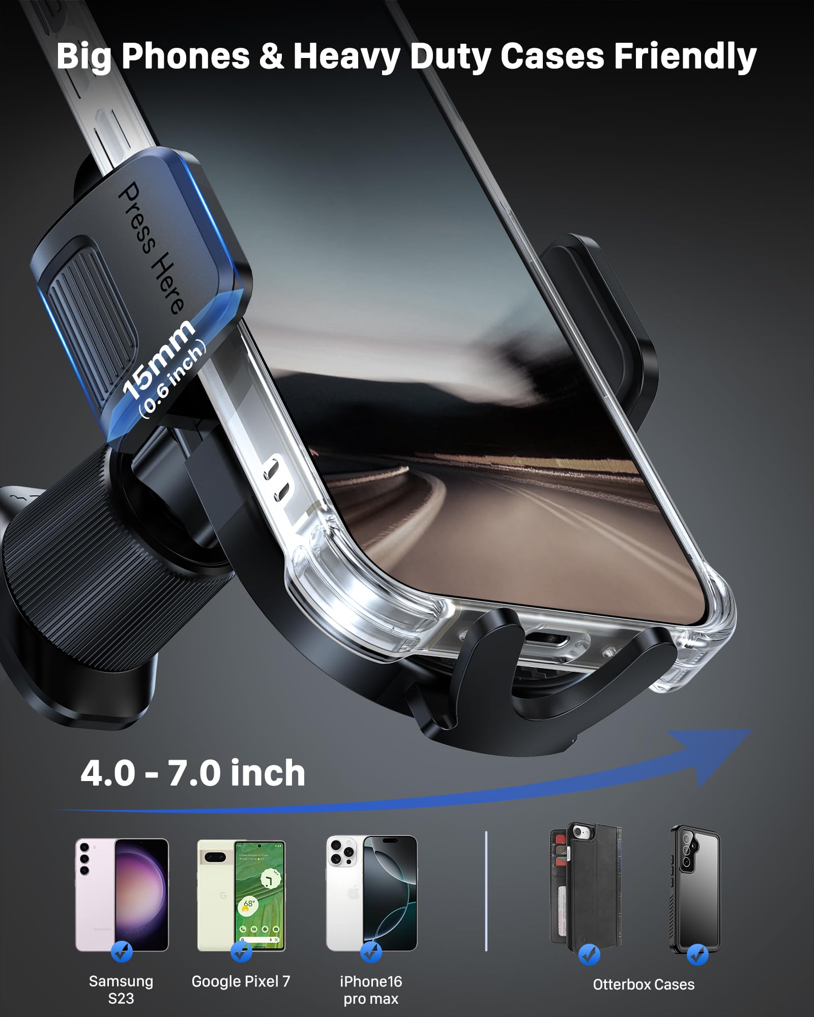 YOSH Uchwyt samochodowy na telefon wentylacyjny, ulepszony metalowy uchwyt na telefon z podwójnym zamkiem, uchwyt na odpowietrznik do iPhone'a 16 15 14 13 12 11 Pro Max Plus Samsung S24 S23 S22 S21