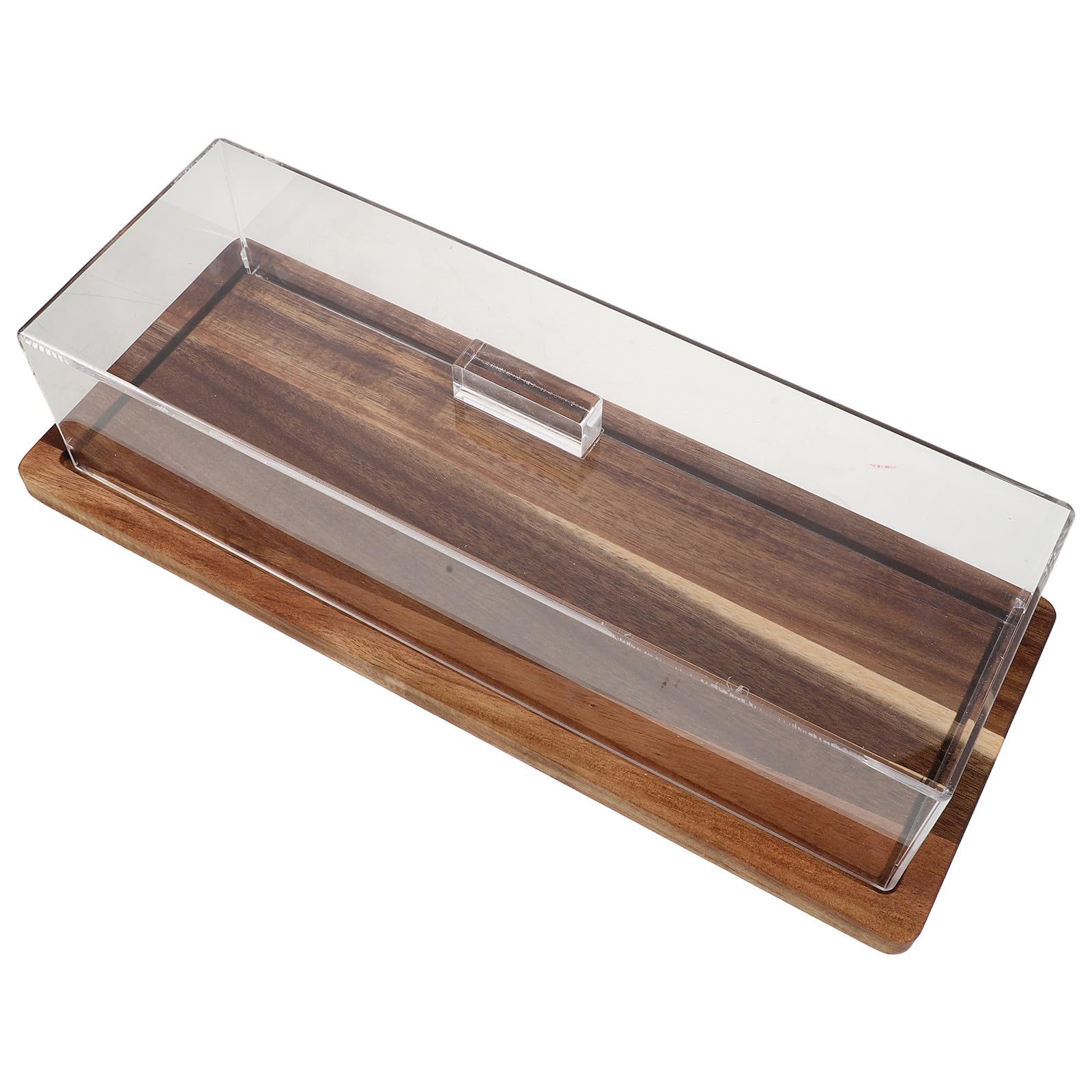 Mipcase Boîte à Gâteau Rectangulaire en Bois et Acrylique avec Couvercle