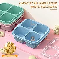 Vista 3 de Cajas Bento para Aperitivos (Paquete de 4) - Contenedores Reutilizables de 4 Compartimentos para Preparación de Comida para Niños y Adultos
