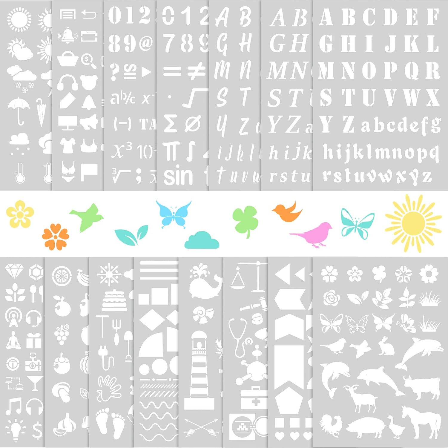 JSRQT 14-teiliges Schablonen Set - Wiederverwendbare Malvorlagen Für DIY & Bastelprojekte