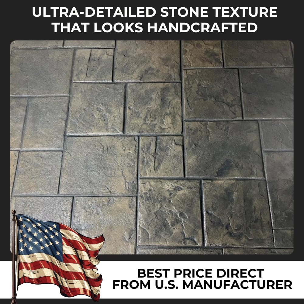 Ashlar Slate Stone Concrete Stamps Mats Set of 5 - Made in USA 24 x24 - Durable Polyurethane Flexible & Rigid Forms for Driveways and Patios SM 3001S-5 product thumbnail 4