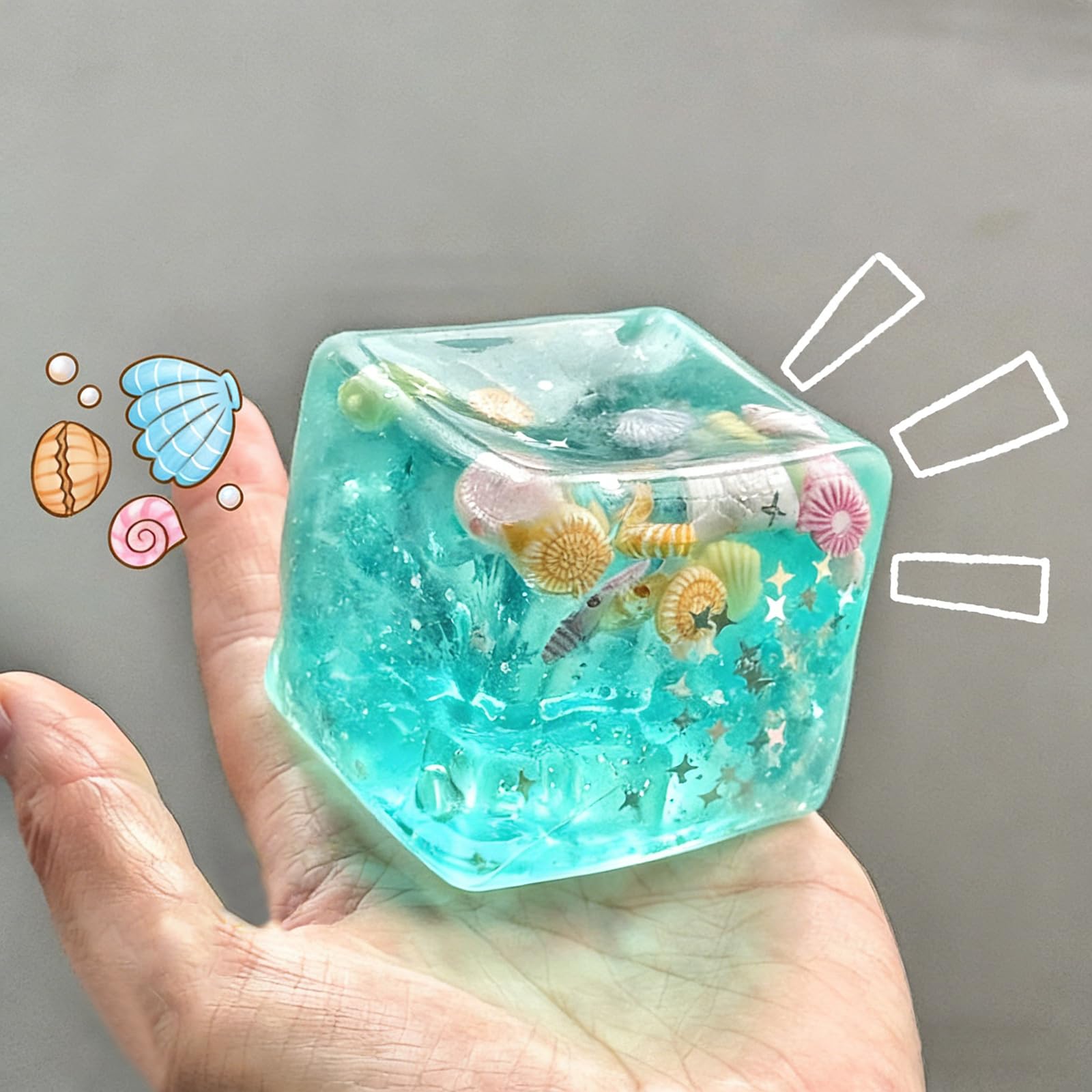 Kostki lodu Squishies oceaniczne muszle, zabawki sensoryczne, powolny wzrost, relaksujące stres, elastyczne piłki do ściskania, brokatowe muszle, zabawki Fidget