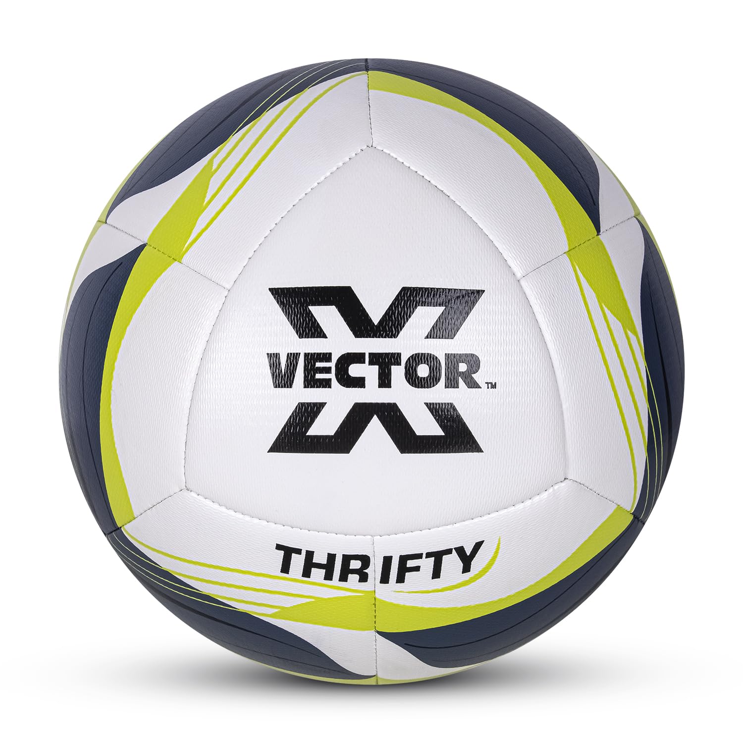 VECTOR X Thrifty Textured TPU Machine Stitched Football/Suitable for Soft & Wet Ground, Hard Ground with Grass & Artifical Turf, Training Match Ball, Size: 5 (Pack of 1) White-Green