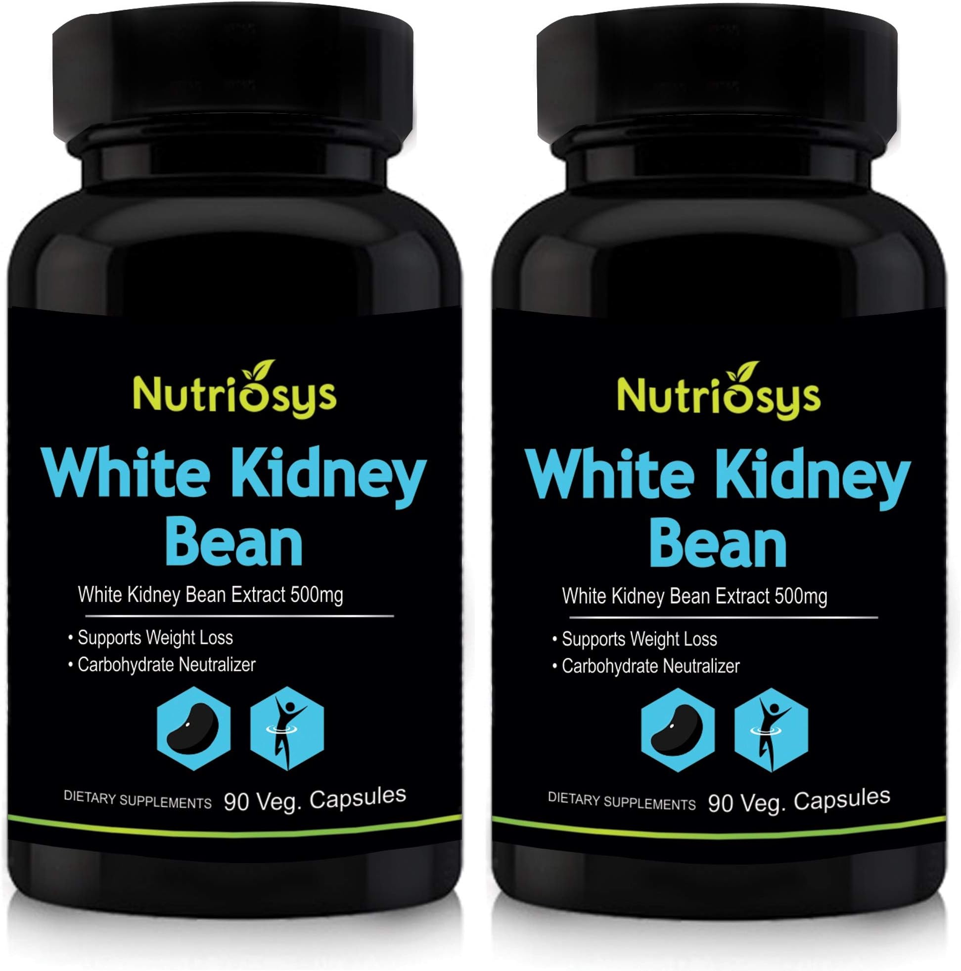 Nutriosys White Kidney Bean Extract - 500mg (90 Veg Capsules) - Pack of - 2