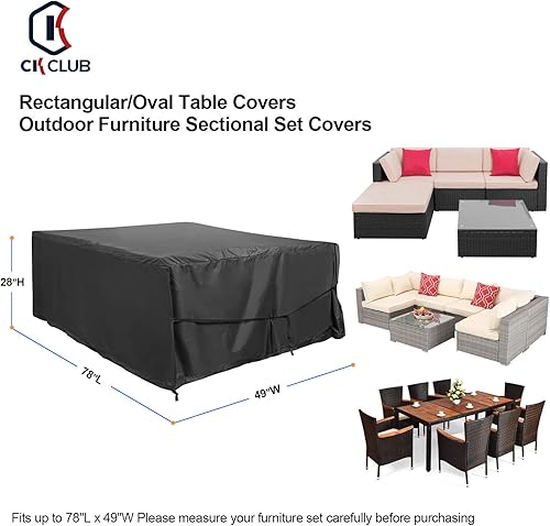 Miniatura 2 de Juego de fundas seccionales para muebles de patio, grandes, impermeables, para muebles de exterior, fundas rectangulares resistentes, 78 pulgadas de