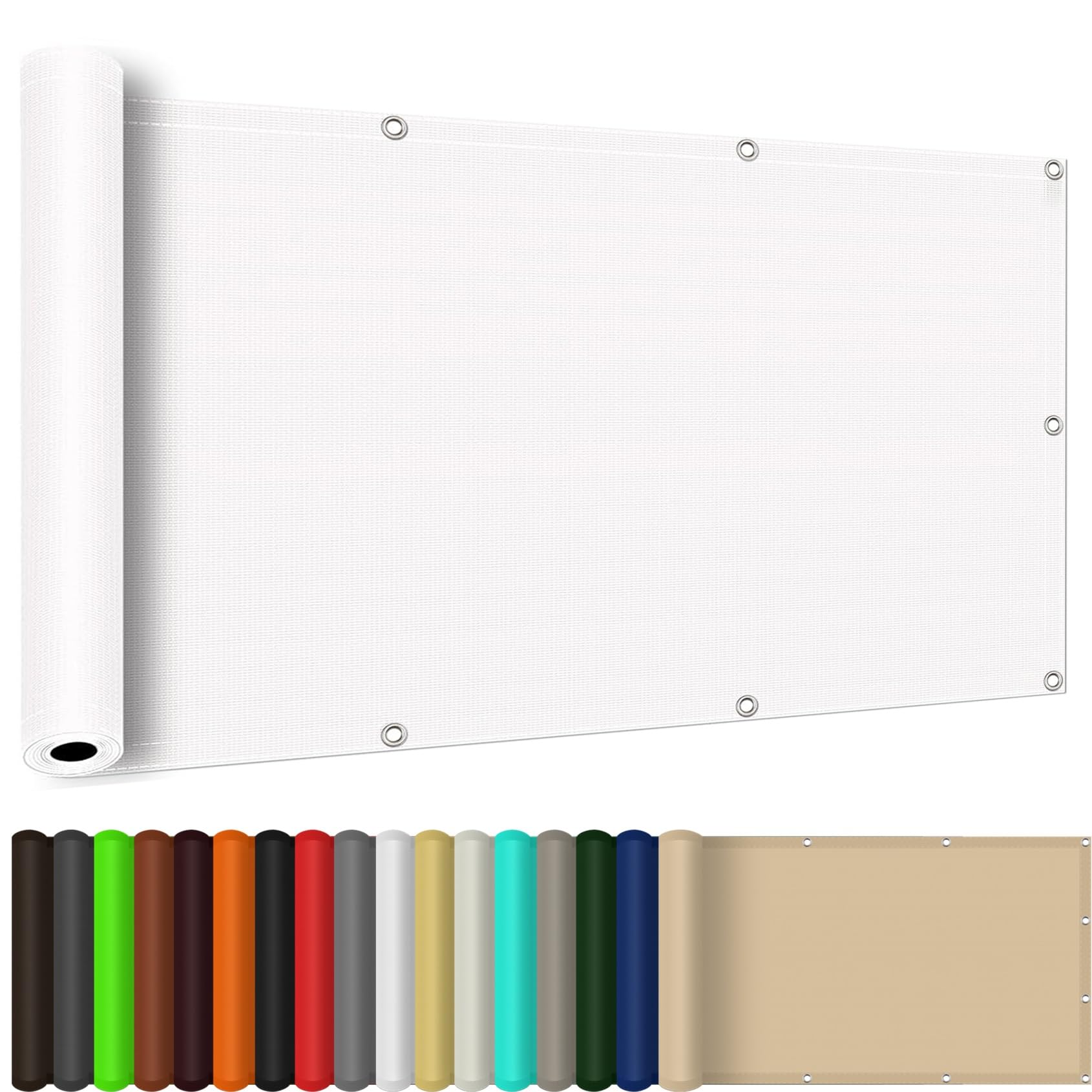 Toldo vela de alta protección con lona blanca y acabados duraderos