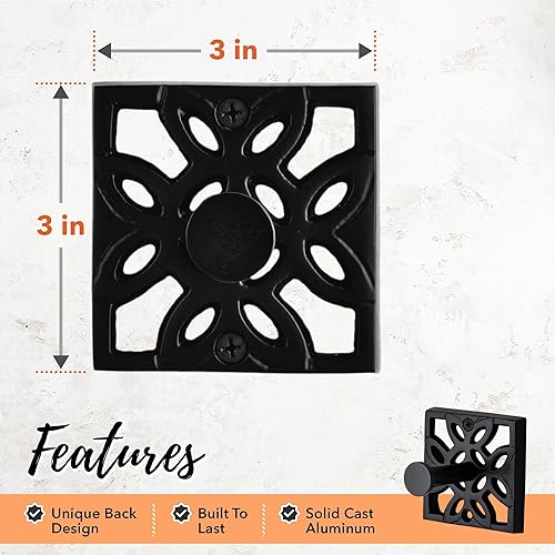 Miniatura 18 de Autumn Alley Gancho negro para toallas de baño, gancho para bata montado en la pared, ganchos decorativos de pared para toallas, batas, abrigos