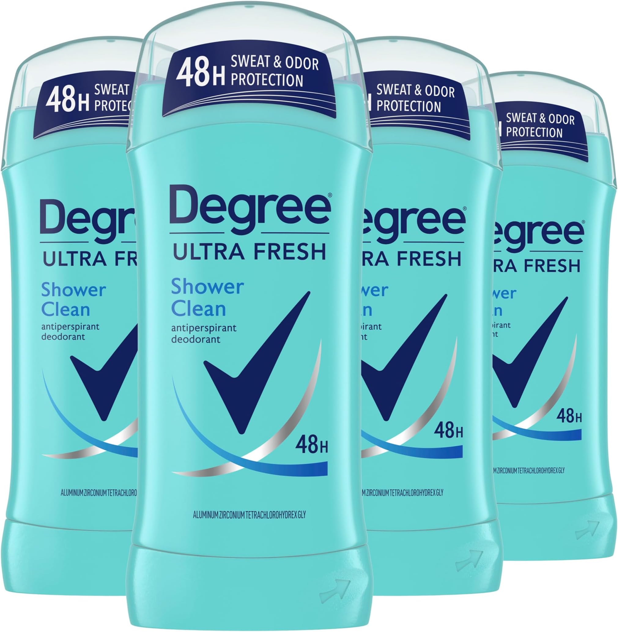 Ultra Fresh Antiperspirant Deodorant Stick Shower Clean Pack of 4 for 48H Sweat and Odor Protection for Women, 2.6 oz