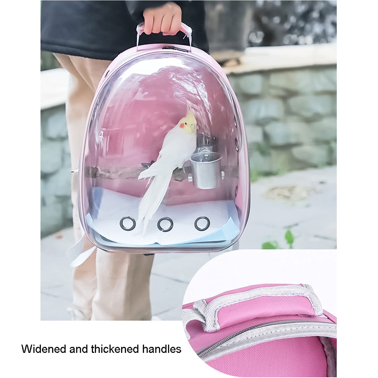 La Jaula De Pájaros Birdcage Viaje Mochila con Marco de Postura Pájaro portátil Birdcage Cubierta de pájaro transportador de Aves ventilado Transparente Birdcage Frame Jaula para Periquitos