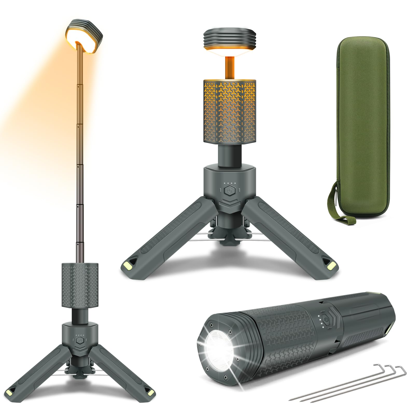 IPX7/IPX5 LED Outdoor Campinglampe Aufladbar, Maximal 35 Stunden Laufzeitc, 10500mAh Einziehbare Campinglicht mit Farbtemperatur Einstellbar, Taschenlampe für Camping Wandern Angeln Notfall