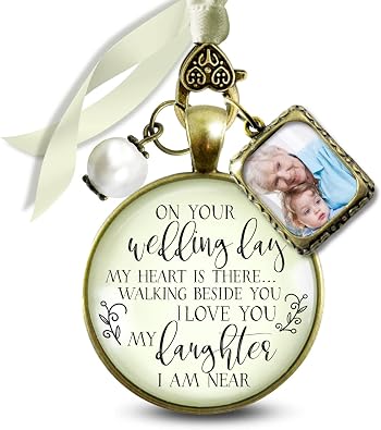 Gutsy Goodness Bouquet Charm On Your Wedding Day Memorial Honoring Mom Or Dad Meaningful Bridal Floral Jewelry Rustic Bronze Pendant