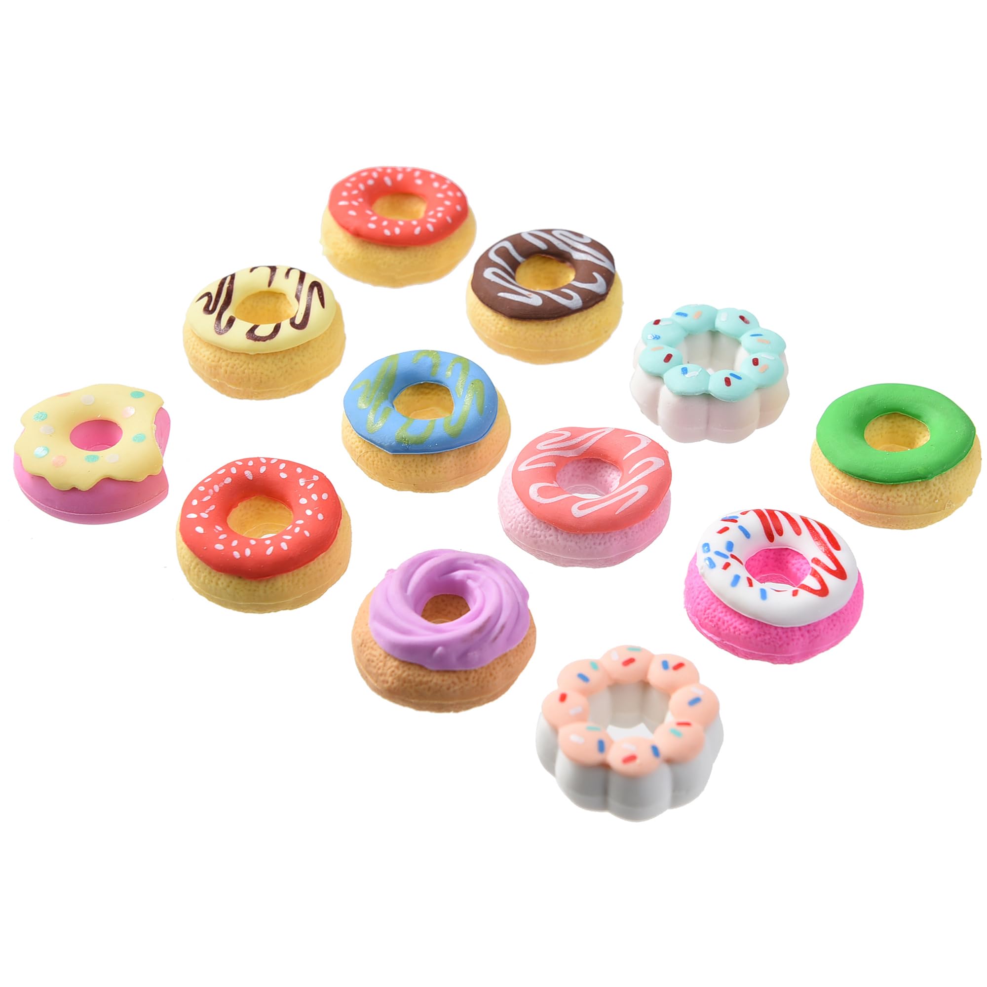HILAZA Donut Erasers for Kids Bulk, 24 Pieces 3D Cute Fun Food Erasers for Party Favors Classroom Prizes