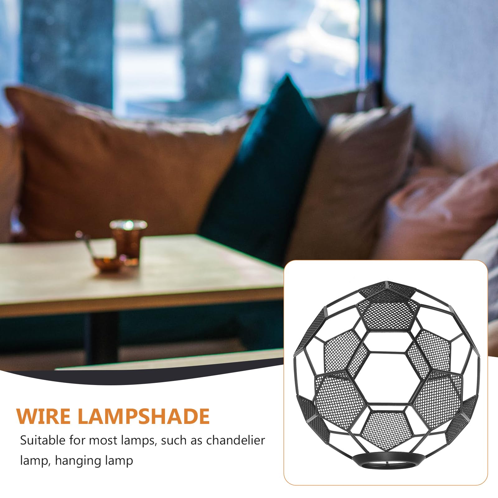 Artibetter Modern Football Lampshade Hollow-Out Metal Lamp Cover 5.71 Inch Soccer Shape Light Shade for Indoor Pendant Ceiling Lamp Boys Room Bar Decoration - Image 2