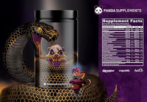 Miniatura 7 de Undergound Bio Labs Panda Supps Pandamic, Pre Entrenamiento Extremo para Máximo Rendimiento, Bomba y Enfoque (40 cucharadas) (Grape Bubblegum)