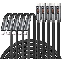 C to C Cable Fast Charging, 240W [6ft,5Pack] USB-C Charge Cable LED Display