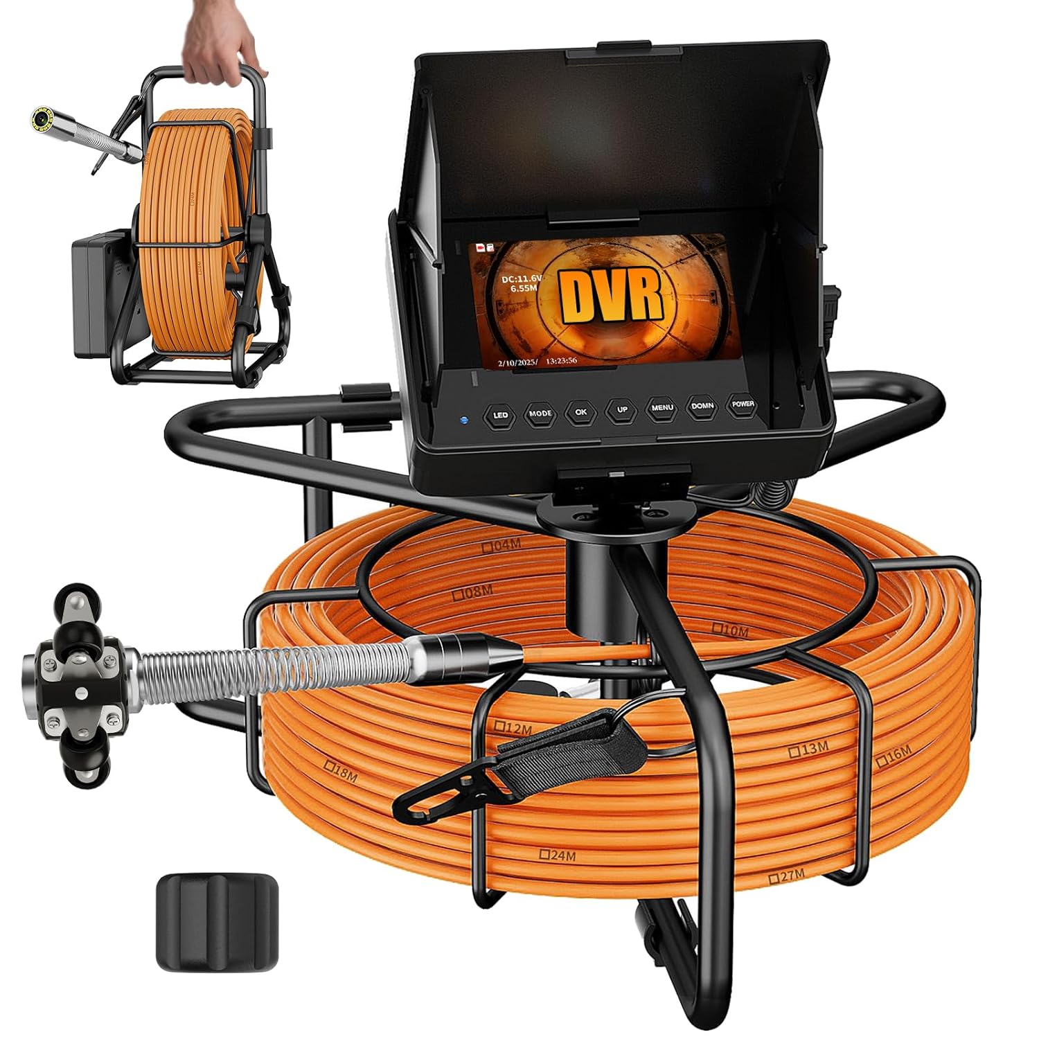 Sewer Camera 100ft, Drain Camera 4.3" with 23mm 1080P Probe, 8500mAh, 16GB Audio & Video Record, IP68 Waterproof for Drain Pipe, Plumbing & Industrial Inspection, Endoscope Camera with Light(12 LEDs)