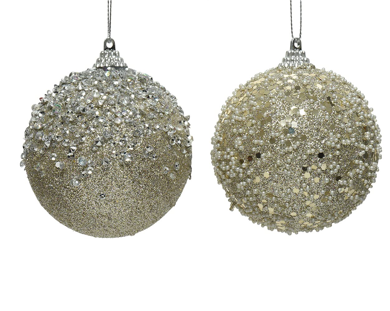 Decoris Bolas de Navidad, Decoración Navideña, Plástico, 8 cm x 12 Unidades, Irrompibles, con Cristales Brillantes