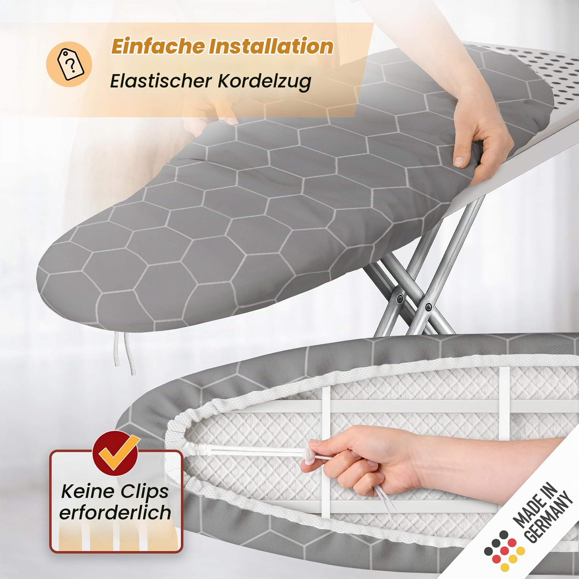 arteneur Bügelbrettbezug 15“x54“ mit hitzereflektierender | Dicke Polsterung, Gummizug, OEKO-TEX 100, für Dampfbügelstation + Dampfbügeleisen, passt für 15“x54“