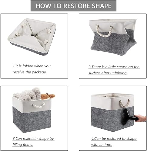 Miniatura 4 de Typutomi Paquete de 4 cubos de almacenamiento de 13 x 13 pulgadas, cubos de almacenamiento plegables grandes de tela, contenedores de almacenamiento