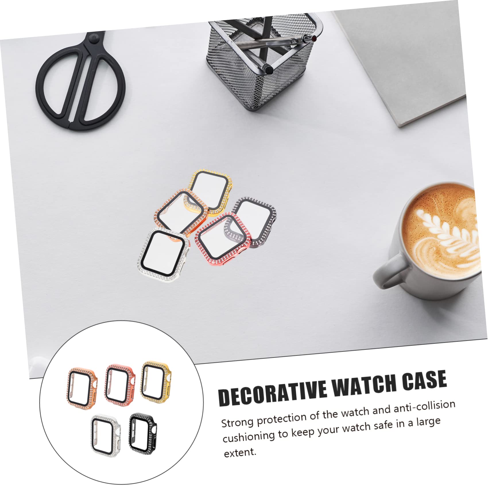 Mikikit 10 Pcs Smartwatch Protection Brillant Décoratif Strass Montre Film Exquis Trempé Couverture Protecteur pour Bling Écran Mm Compatible Pratique Diamant Cas avec Paillettes