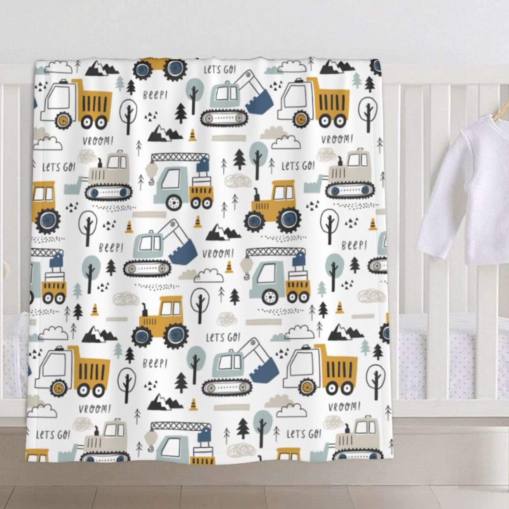 Baby Blanket Truck for Boy Girl Childish Excavator Newborn 30x40 Inch Toddler Infant Nursery Throw Blankets Double Layer Comfy Soft Plush Stroller Crib Quilt — image 1