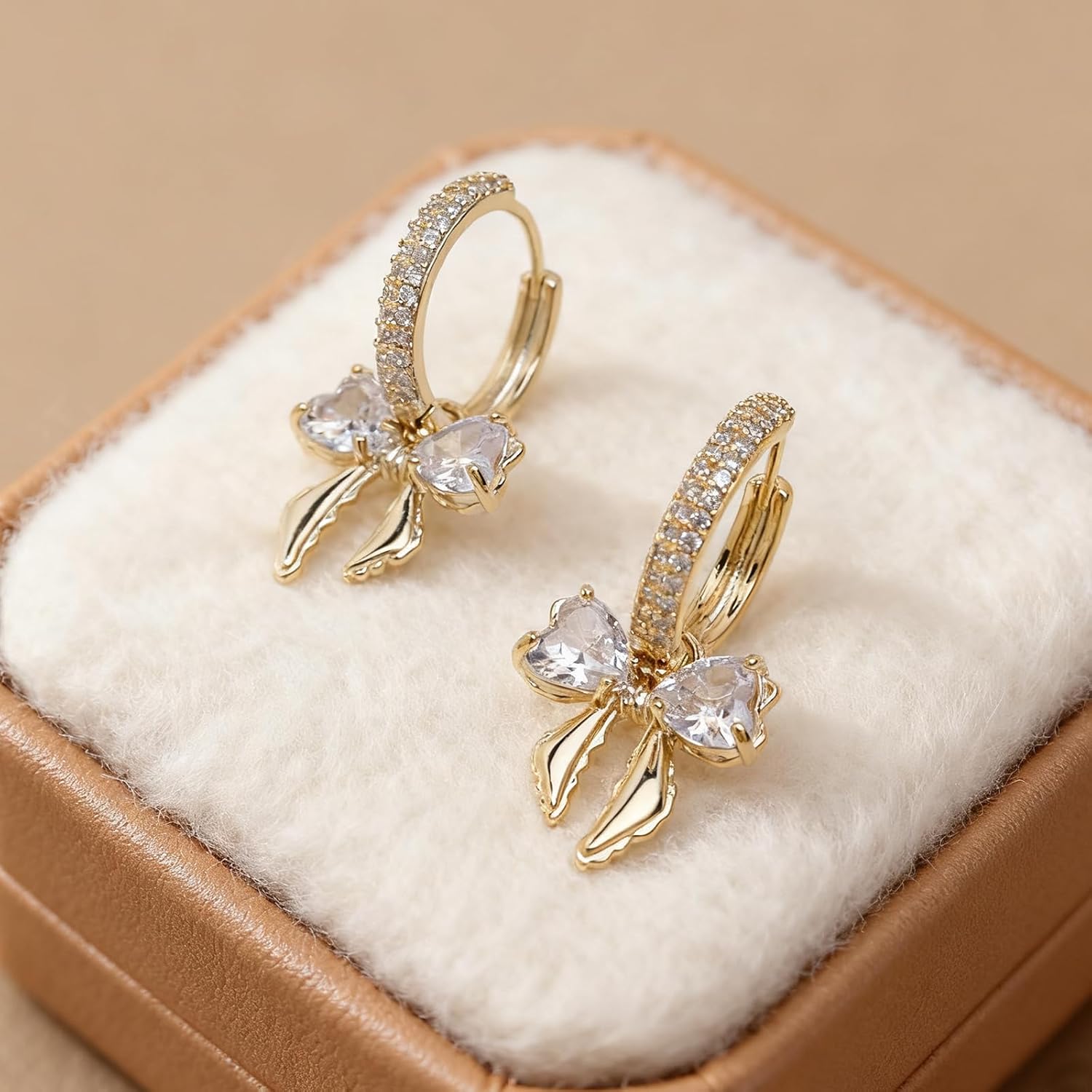 Sonateomber Gold Silver Small Hoop Dangle Earrings for Women, Trendy Dainty Rhinestone CZ Dangling Prom Wedding Leaf Flower Snowflake Butterfly Starfish Fashion Jewelry Gift - Image 7