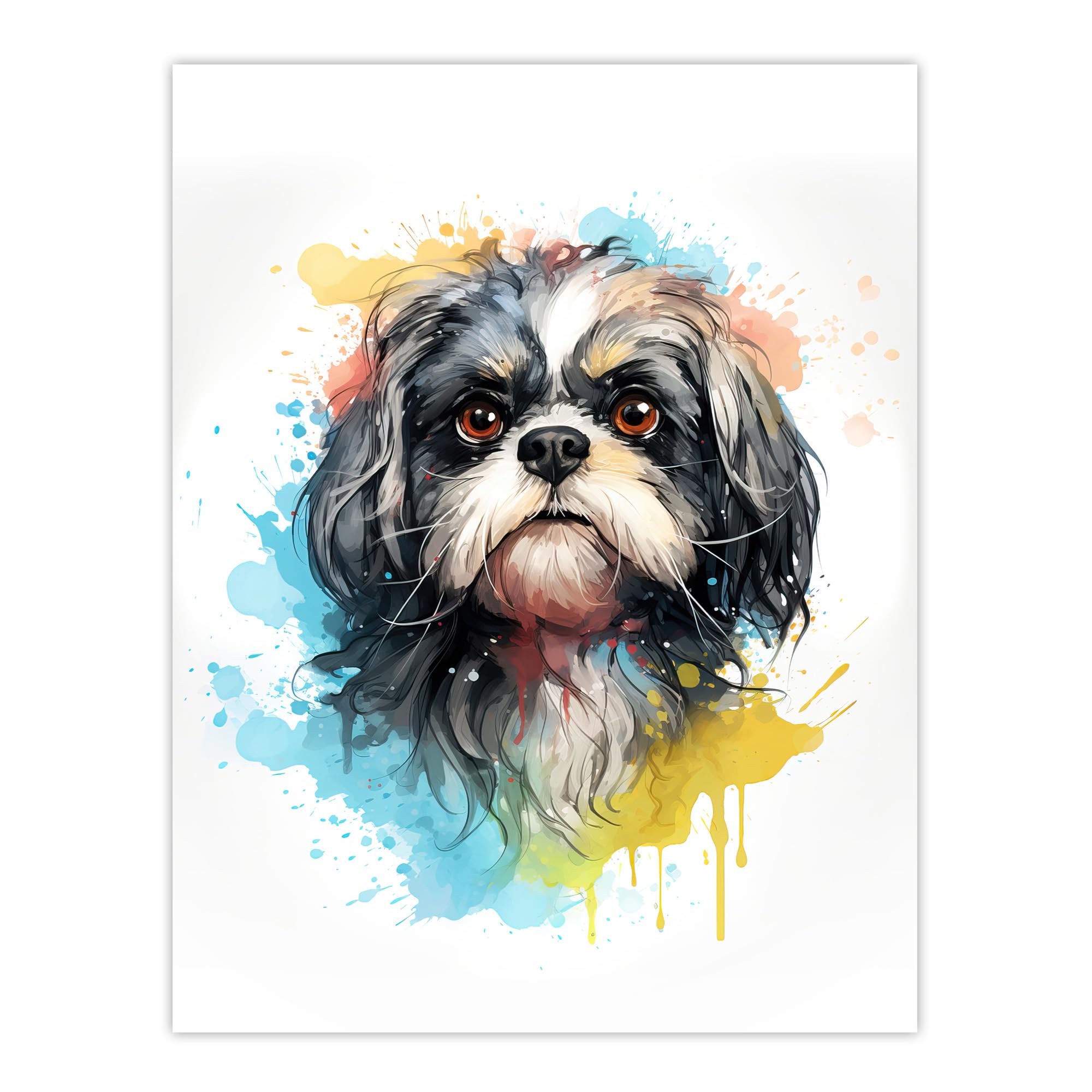 Artery8 Shih Tzu Lovers Gift Watercolour Pet Portrait Painting Artwork Extra Large XL Wall Art Poster Print