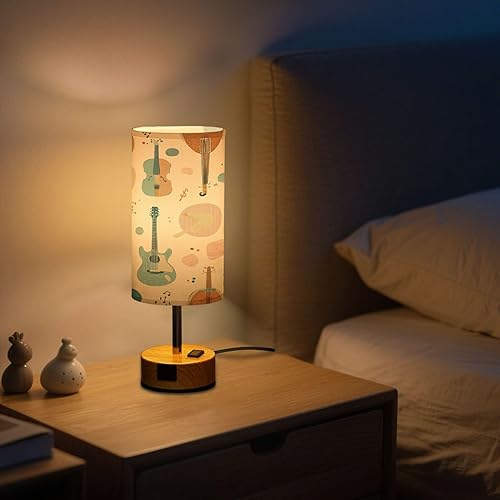 Miniatura 8 de Music Retro Dimmable Bedside Touch Lamps with Charging Ports for Living Room Bedroom Nightstand Office Desk, Light Bulb Included
