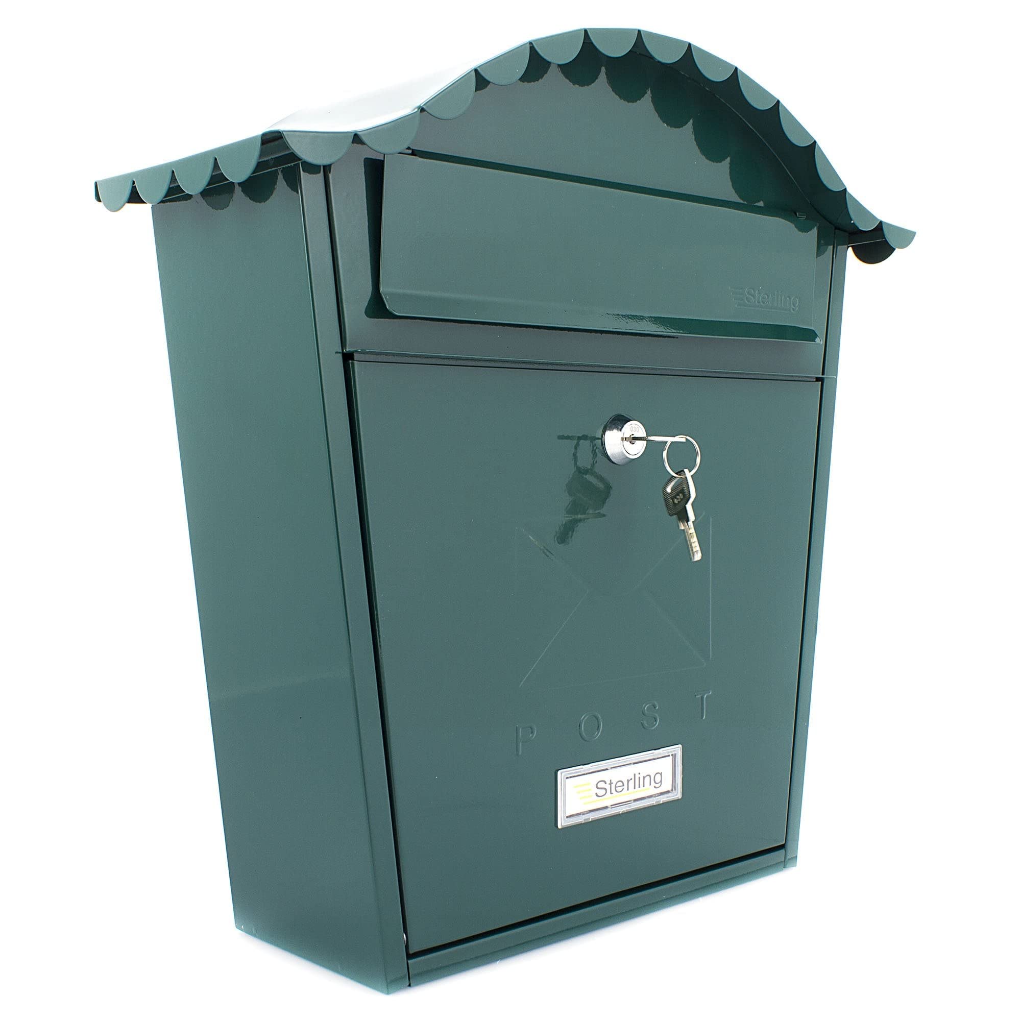 Burg Wächter MB01CWG Classic - Buzón de acero galvanizado para montaje en la pared, resistente a la intemperie, color verde