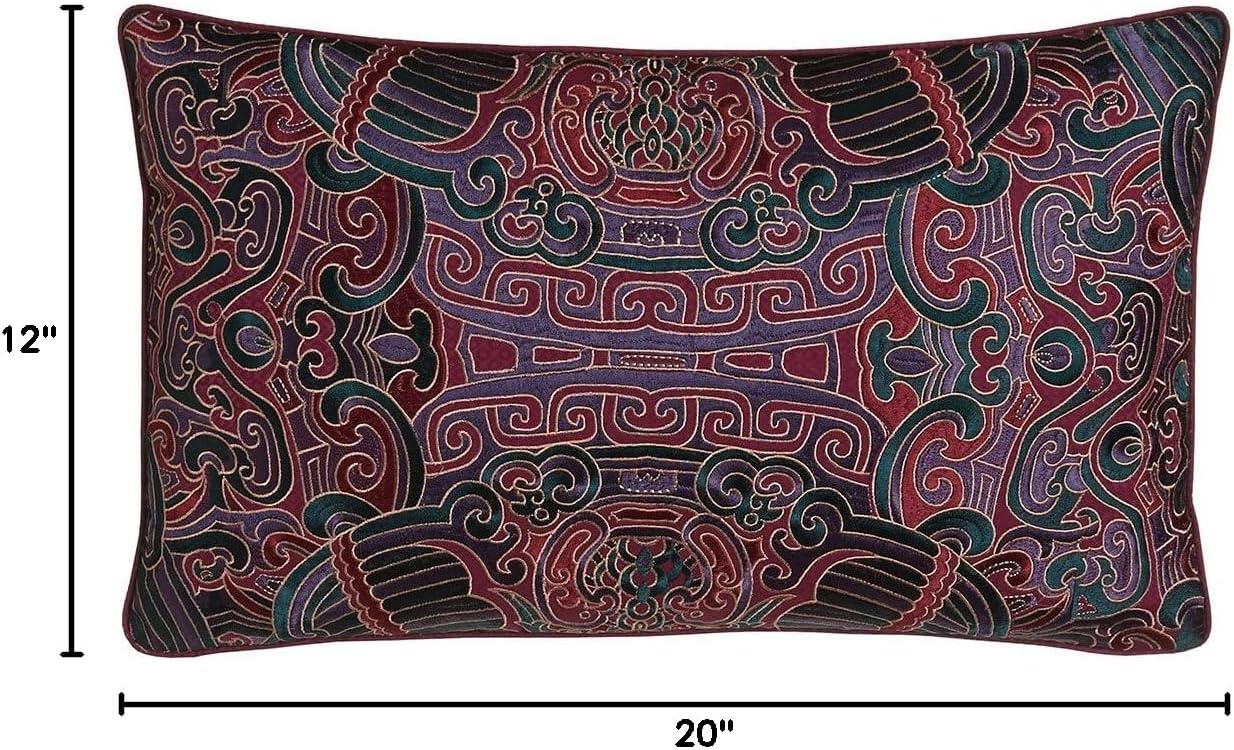 Embroidered Oblong Pillow in La Pagode Style by NATORI