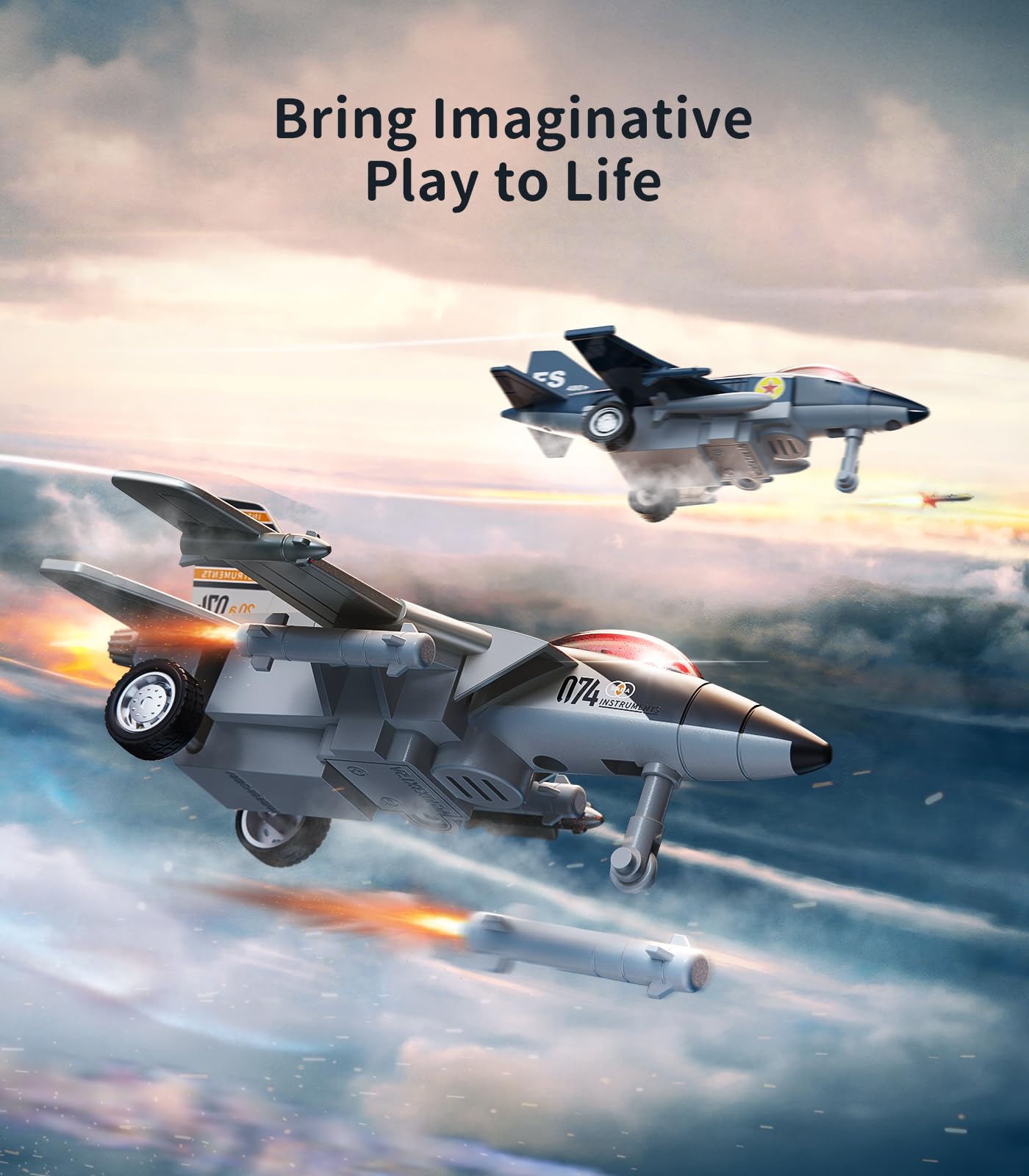 Geyiie Die Cast Airplanes Toys, Army Plane Toys Set for Kids 312