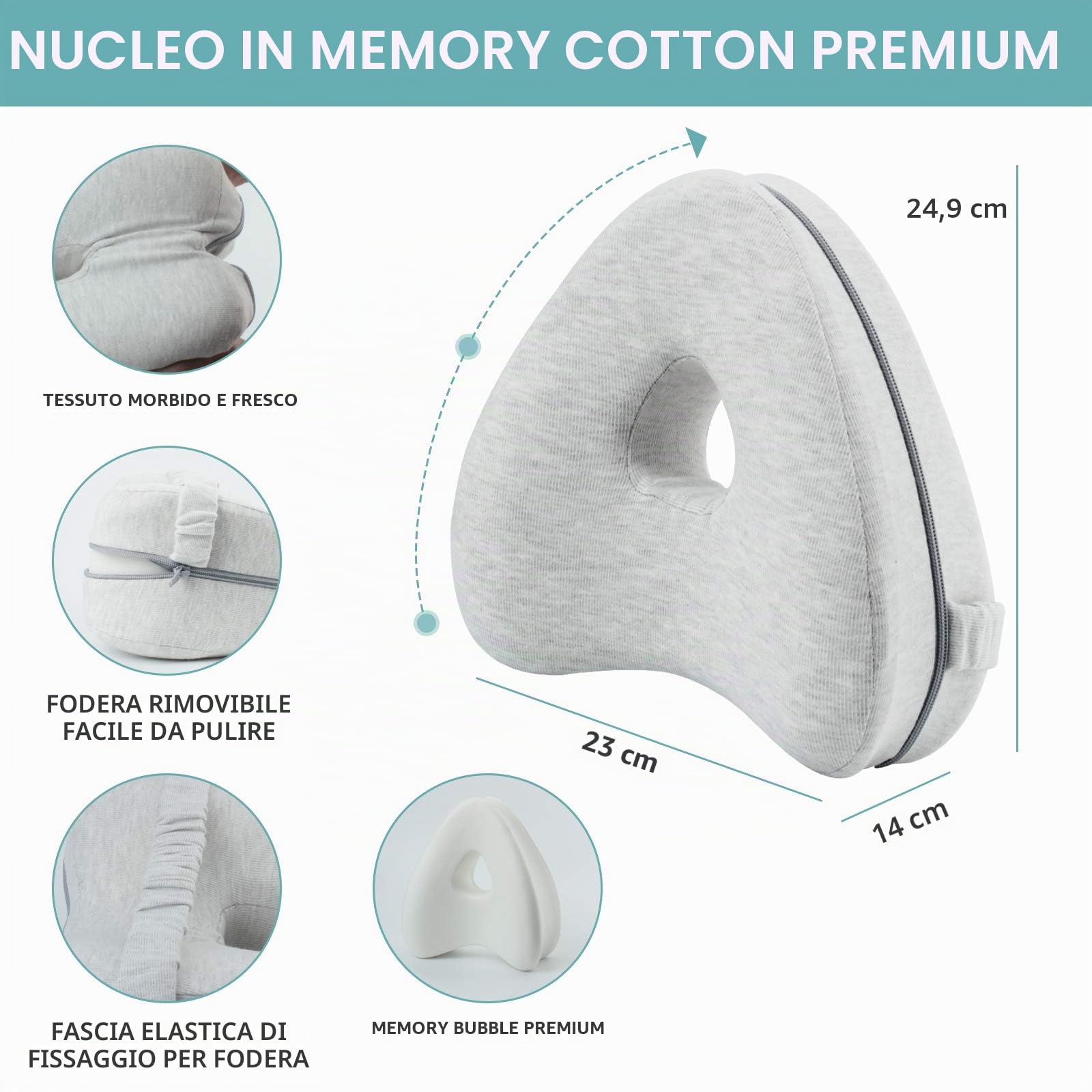 CREATESTAR Cuscino per Gambe Leg Pillows,Cuscino Ginocchia Dormire con Federe Rimovibile,Cuscino Ergonomico Gambe Ortopedico in Memory Foam Sostegno Ginocchia,Anca