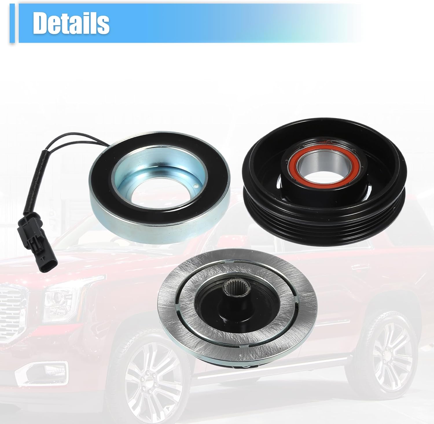 X AUTOHAUX 1 Set AC Compressor Clutch Replacement Fit for Gmc Yukon 2015-2020 5.3 Black