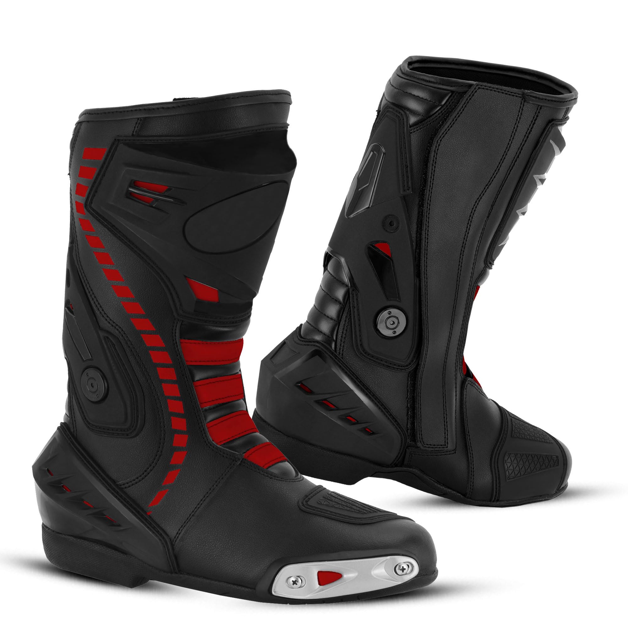 Motorradschuhe für Herren, Rennstiefel aus Leder, wasserdicht, knöchellang, rutschfeste Sohle