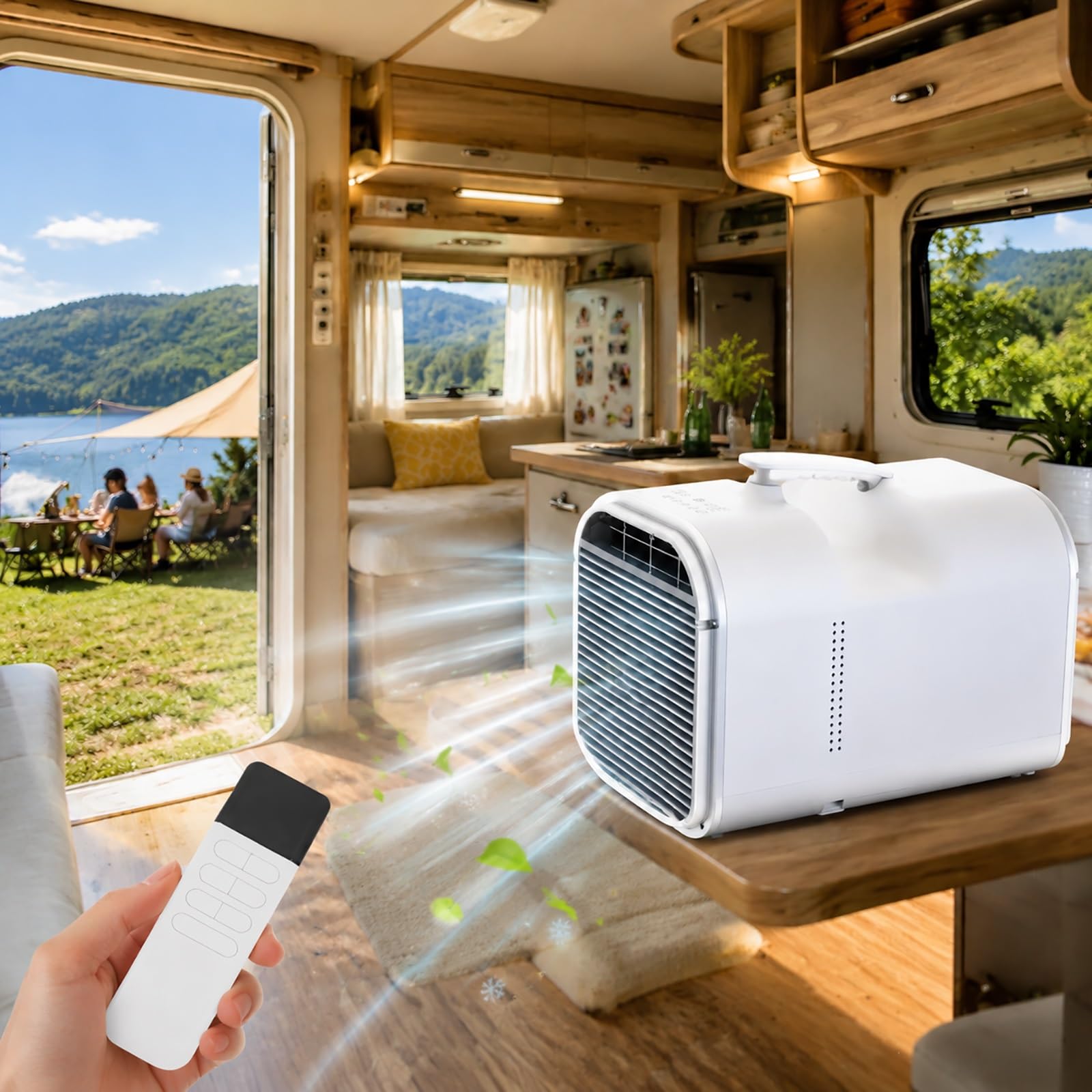 Compact Air Conditioner, Portable Camping,4-in-1 Modes,42dB Quiet,12H Timer Remote Control,Cooling Area 8-10m², for Tent RV Van Outdoor Trips