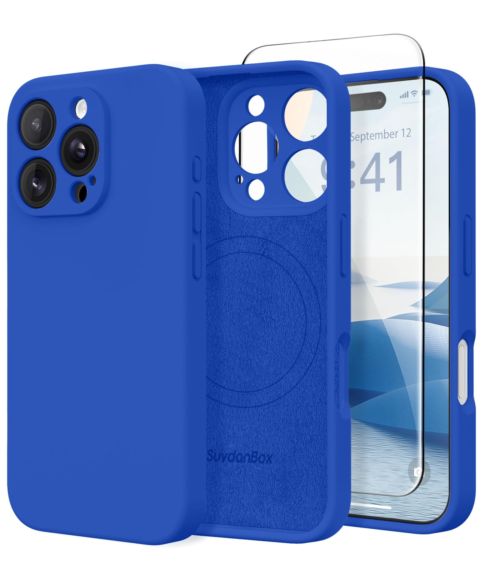 SuydanBox Magnetic for iPhone 16 Pro Max Case, Compatible with MagSafe, [Full Camera Protection][Screen Protector] Silicone Shockproof Protective