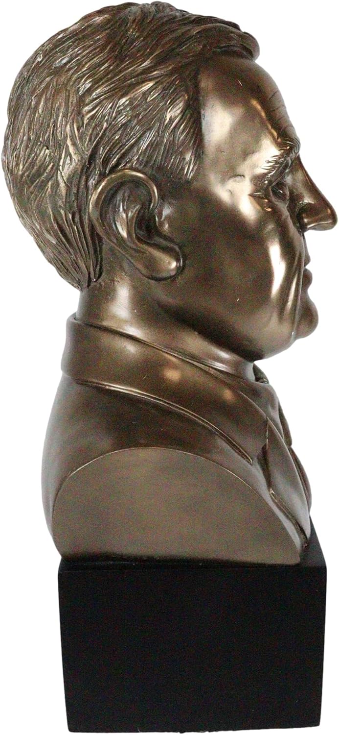 Ebros USA President Theodore Franklin Roosevelt Portrait Bust On Base Stand Statue 9.25" Tall First Modern President of The United States of America Historical Office Library Accent Figurine