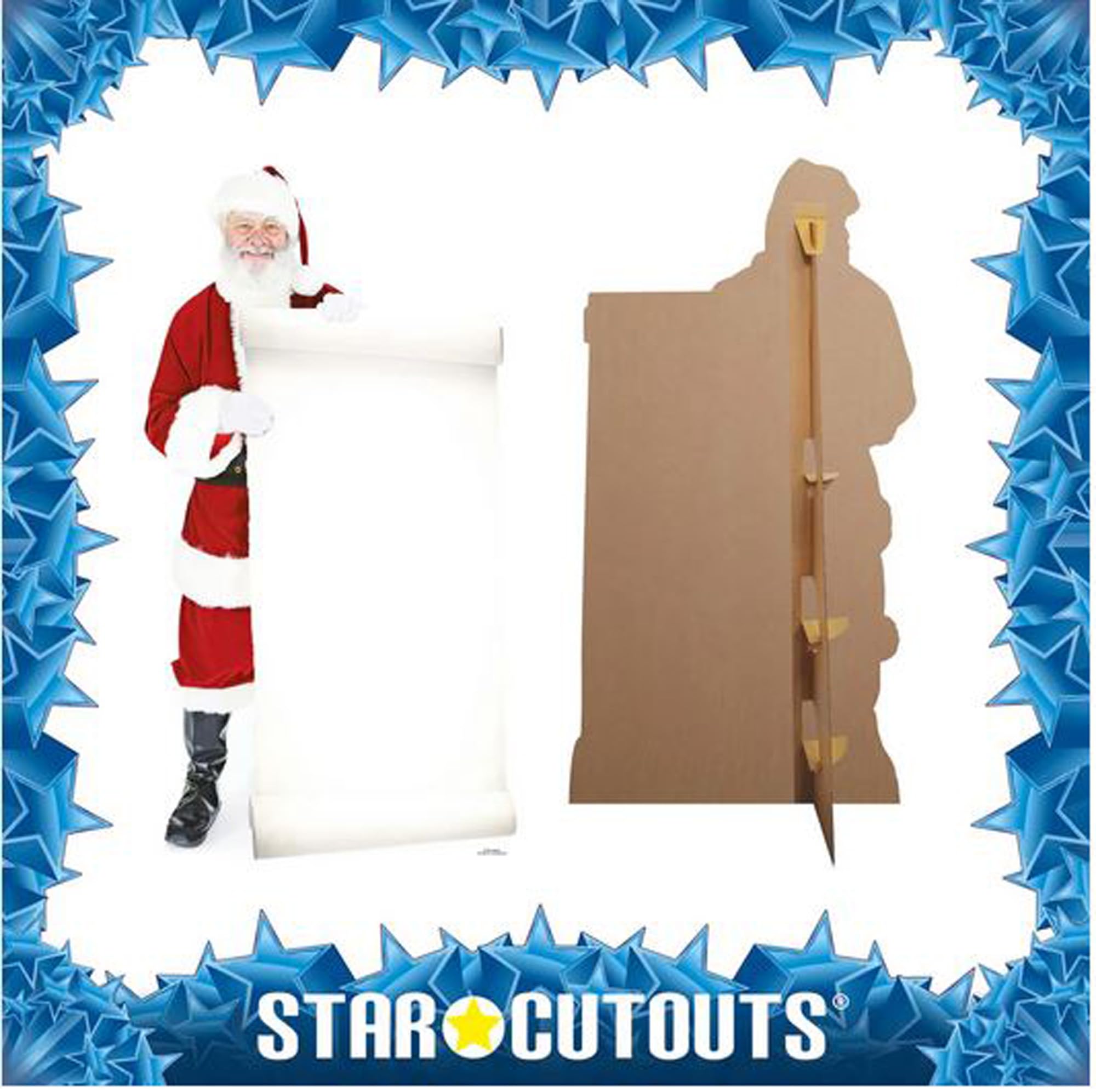Père Noël avec liste de souhaits - Figurine en carton - 180 cm