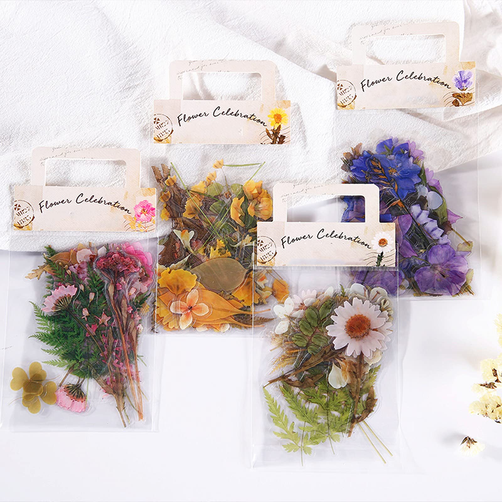 SHANFAA 160Pcs Transparent Scrapbooking Sticker Set,Natural Floral and Plant Stickers,Waterproof Stickers,for Bullet Journal, Album, Phone Case, Laptop, Card Making