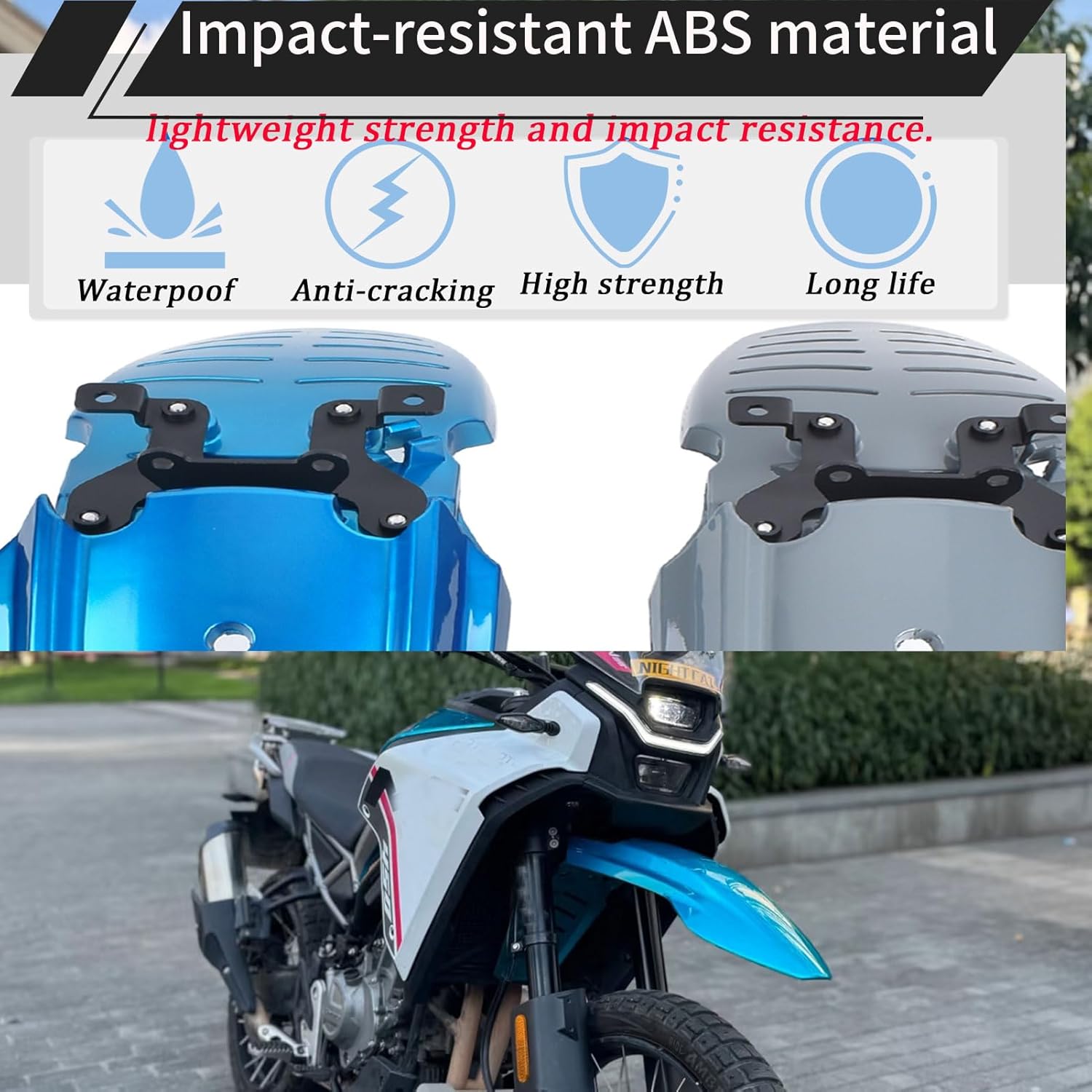 Front Upgraded High Fender Kit for CFMOTO 450MT 450 MT CF450MT MT450 2023 2024 2025 2026, Motorcycle Front Mudguard Splash Guard, Mud Flap Wheel Hugger Fairing (Blue)