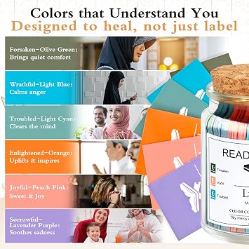 Lyrzzey Quran Verse Jar 102 Color-Coded Emotions with Premium Handpicked Quranic Verses, Islamic Affirmations Cards, Spiritual Gift for Muslim Men & Women, Ramadan Eid Decor
