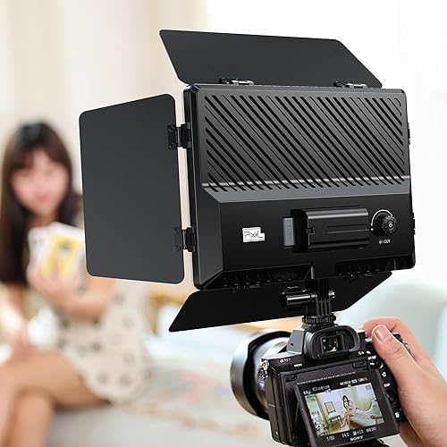 Miniatura 4 de PIXEL Luz de fotografía para cámara de video Juego con adaptadorbatería 4400mAh Bi-Color regulable 2500-6500K Led Studio Streaming Foto Shooting