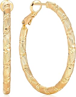 Gold Hoop Earrings for Women, 14K Gold Earrings, Thick Gold Hoop Earrings for Women Gold 14K, Gorgeous and Solid Line Cutting Design, Gold Earrings (30mm*2.5mm)