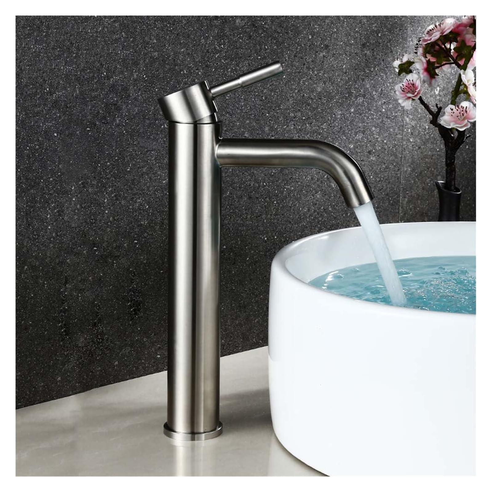 Rubinetto for lavabo alto da bagno Rubinetto for lavabo da appoggio for acqua calda e fredda Rubinetto for miscelatore monoforo Cucina in acciaio inossidabile massiccio(TM-FA-SS028)
